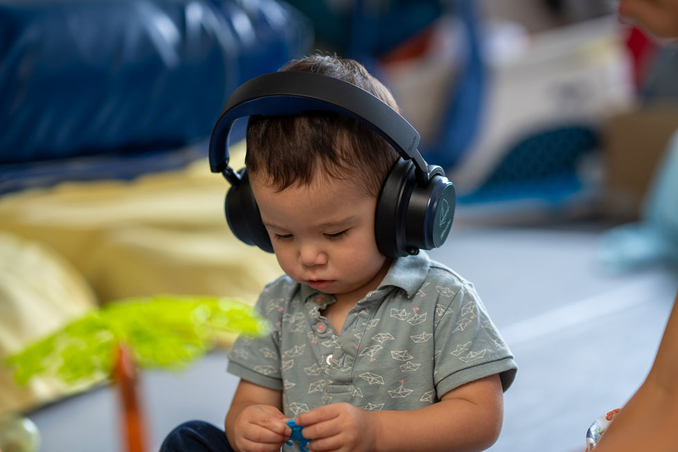 Child using Tomatis Method headphones